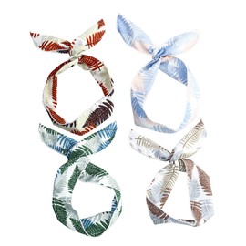 FRCOLOR 4pcs Rabbit Ears Hair Headband Set Lightweight Floral Print Soft Fabric Sports Hair Wrap for Women for Yoga Makeup and Face Washing Random Color