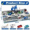 Airplane Toy Set with Helicopter, Trucks & Airport Playmat –