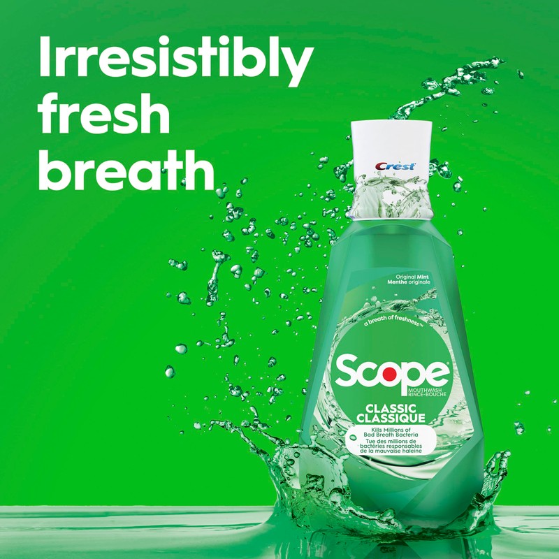 Crest Scope Classic Mouthwash, Original Formula, 500 Ml, 4 Count