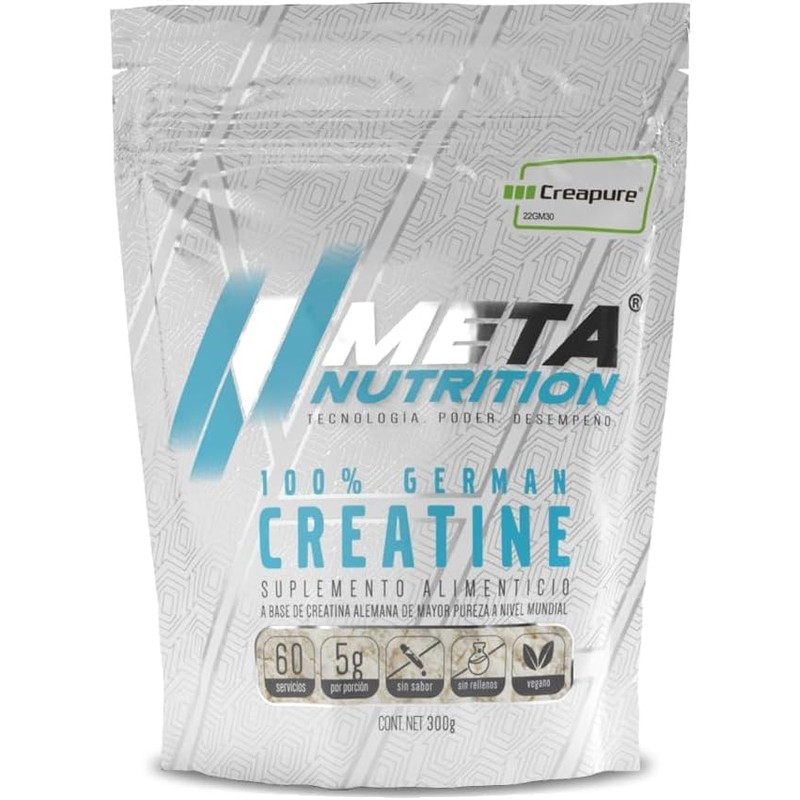 Meta Nutrition, Creatina Monohidratada Alemana Creapure®, 300g, 60 servicios.