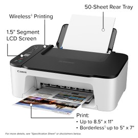 Canon PIXMA TS35 22 All-in-One Wireless Color Inkjet Printer - Print Copy Scan - Mobile Printing - Up to 50 Sheets Paper Tray - Up to 4800 x 1200 DPI - 1.5" LCD + HDMI Cable