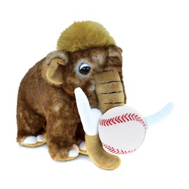 DolliBu Large Wild Mammoth Stuffed Animal with Baseball Plush - Soft, Huggable Mammoth, Great Gifts for Kids Who Love Baseball, Cute Wild Animal Plush with Plush Baseball Toy for Kids, Adults - 9 Inch
