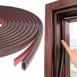 ESUFEIR 19.7Feet Door Weather Stripping Door Seal Strip,Self-Adhesive Rubber Door Insulation Weather Strip for Windows and Doors Soundproofing,Weatherstripping for Doors Frame Gap Blocker(Brown)