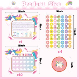GROBRO7 15Pcs Unicorn Potty Training Reward Chart with Stickers, Rainbow Cloud Ice Cream Toilet Reward Charts for Toddler, Toilet Independent Training Behaviour Reward Gifts for Motivating Boys Girls