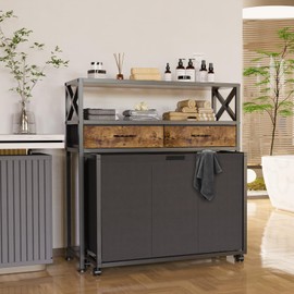 Laundry Sorter, Laundry Hamper with 3 Section Pull-Out Bags, Rolling Laundry Basket Organizer with Drawers and shelves, Large Laundry Cart with Wheels for Laundry Room Organization, Bathroom, Bedroom