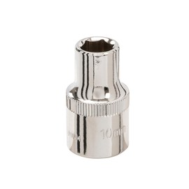Dapetz ® 10mm 1/2" Drive Metric Shallow Hex Socket - 6-Point Radius Wall, CRV with Knurled Ring & Indents for Bearing Location, Heat-Treated, Corrosion-Resistant, Impact-Ready