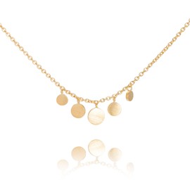 Pernille Corydon Gold Mini Coins Necklace Brushed Surface Link Chain 18 ct Gold Plated Sterling Silver Adjustable Size 40-48 cm - N007g