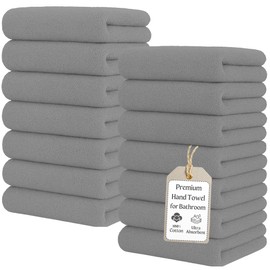The Towels Haven Hand Towels for Bathroom [12 Pack] 16x28, 100% Cotton, Ultra Soft Hand Towel for Gym, Kitchen and Spa, Quick Dry and Highly Absorbent Bulk Towels for Salon (Dark Gray, 12 Pack)