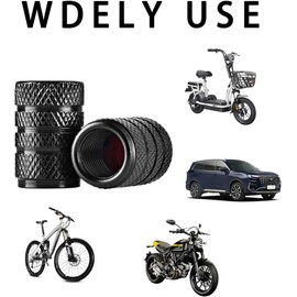 5 Pcs Tapones para Llantas, Tapas de Válvula para Neumáticos, Accesorios para Auto, Aluminio Anodizado Anticorrosión, Universales para Coches, Camiones, Motos, SUV, Bicicletas (Negro)