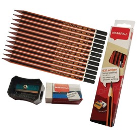 HB Pencils, Pack of 10, HB Pencils Pack, B2S Strip Natural Wooden Lead Pencil Write Draw Sketch, Pencil for Children, iZOFAX Black Ball Pen