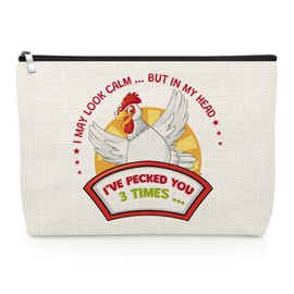 Funny Chicken Gifts for Women Chicken Lover Makeup Bag Sarcastic Gifts for Friend Female Sister Coworker Colleague Pet Lover Cosmetic Bag Animal Lovers Present Christmas Birthday Present Travel Pouch