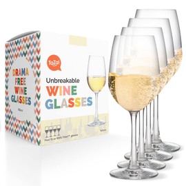 TaZa Outdoor Plastic Wine Glasses With Stem (12oz) | Unbreakable Tritan Stemware For Travel, Pool, Camping, Beach, Picnic, Everyday Use | Dishwasher Safe | Set of 4