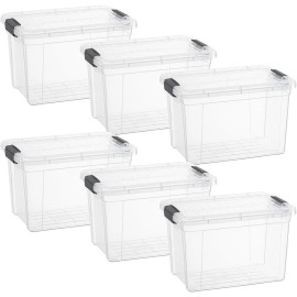 Superio Clear Storage Bins with Lids, 6 Pack- Plastic Storage Boxes - 49 Quart