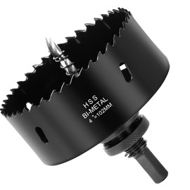 Flintronic Hole Saw 102 mm, Bi-Metal Hole Saw, High-Speed Steel HSS M42 Hole Cutter Set, 1 Drill, 1 Mechanical Spring, 1 Connecting Rod, Hole Saw for Aluminium, Wood, PVC Panel and Plastic Plate