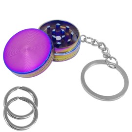 yacool Mini Metal Spice Grinder 1.18 inch Color, with 25mm Diameter Metal Key Chain Rings*2, Cute Key Chain for Men and Women