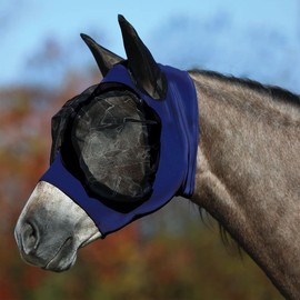 UltraFlex Comfort Plus Bug Eye Fly Horse Masks | Maximum Protection & Comfort | 95% UV Shield & Easy On/Off Design | Pull On Without Forelock Saver | Color Navy | Size Large