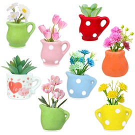 8 Pack Mini Vase Magnets for Fridge - DIY Flower Bud Ceramic Vase Magnets for Refrigerator, Decoration Kitchen and Home
