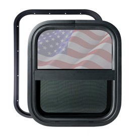 RV Window | 14"W x 16"H | Teardrop Style | Vertical Sliding Replacement Glass &Trim Set | DOT Certification Qualified