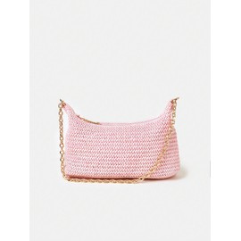 Verdusa Women's Straw Woven Shoulder Bag Tote Handbag Summer Beach Purse Pink one-size