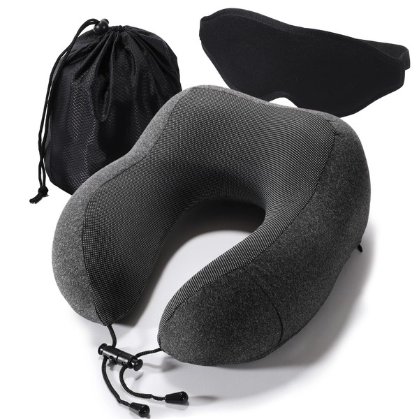Teresa Neck Pillow, Memory Foam, Travel Pillow, Straight Neck Pillow, Travel Pillow, Car Nap Pillow, Storage Bag Included, Pillow, Compact, Washable, Portable, Napping, Relax, 180 Day Warranty (Dark