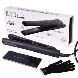 Herstyler Superstyler Ceramic Flat Iron Dual Voltage Hot Hair Straightener Black