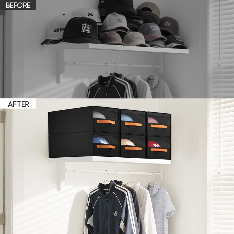 Homsorout Hat Organizer for Baseball Caps - 3 Pack Pull-Out