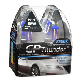 GP Thunder H11 8500K 55W Xenon Plasma White Quartz Glass Bulbs Headlight Headlamp (Ion coating) for Fog Light - High Beam - Low Beam