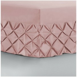 Double Bed Valance Sheet 100% Egyptian Cotton 200 Thread Count Extra Deep Skirt Pocket Mattress White | Silver | Charcoal | Pink Fitted Bed Sheets (Double, Pink)