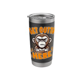 Get Outta Here Grumpy Funny Monkey Meme Humor Stainless Steel Insulated Tumbler