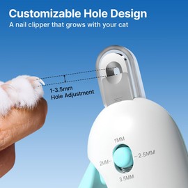 Petgravity Cat Nail Clipper, Adjustable 3-Size Trimming Hole with Hidden Nail File Anti-Splash Claw Trimmer, Safe Nail Clipping Grooming Tool Claw Clipper for Cats Kitten