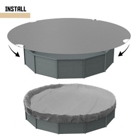 TANG 22' ft Round Pool Covers for 18 Feet Round Above Ground Tank Spa Pool Covers Winter Leaf Pool Covers Wire Rope Hemmed All Edges 4ft Overlap, Trampoline Cover (18', Light Grey)