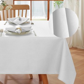 SASTYBALE Rectangle Tablecloth Linen Textured tablecloths, Water Resistant Wrinkle Free Washable Fabric Table Cover for Dining, Party, Wedding Tabletop Decoration, 60 x 120 Inch, White