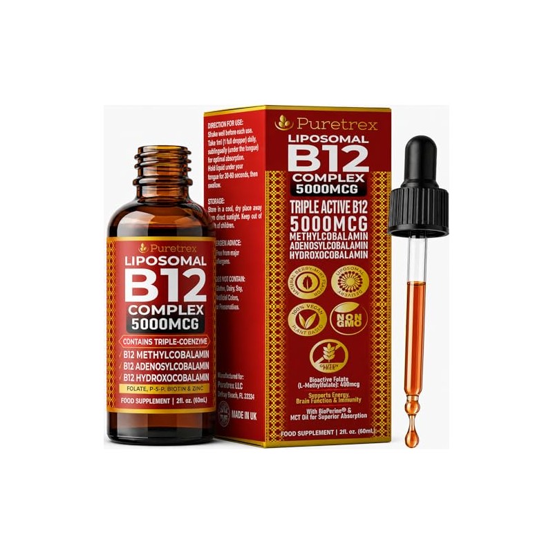 Vitamin B12 Complex Liquid Supplement, Drops 60 ML