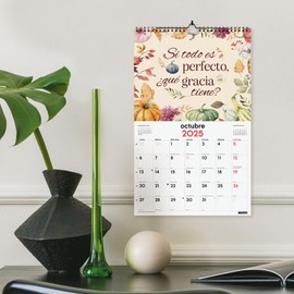 Finocam - Calendar Spiral Wall Pictures to Write 2025 Month View January 2025 - December 2025 (12 months) Motivational phrases Spanish