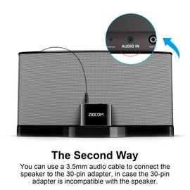 ZIOCOM 30-pin Audio Adapter for Bose SoundDock and Other 30-pin Music Docking Stations Wireless Receiver Bluetooth Adapter (Not for Use with Cars and Motorcycles) - Black