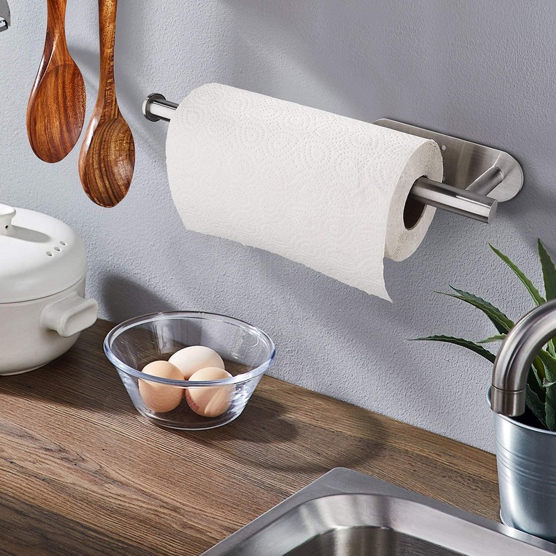 Paper Towel Holders for Kitchen,Paper Towels Bulk- Self-Adhesive Under Cabinet,Both