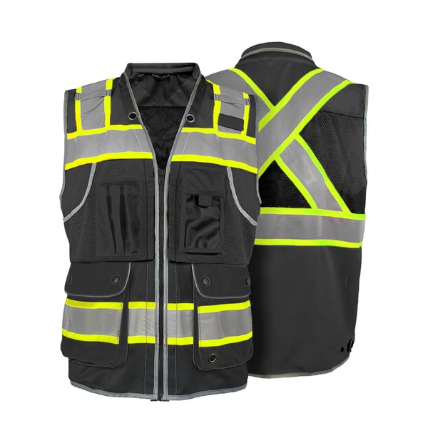 JHPAZUJA High Visibility Safety Work Vest for Men, Surveyor Safety