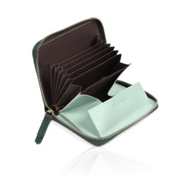 LASIEM Women's Mini Wallet, Bifold Wallet, Compact, Thin, Card Case, Coin Purse, Moss Green x Pistachio