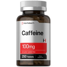 Horbach Caffeine Pills 100mg | 250 Tablets | Vegetarian Formula | Non-GMO, Gluten Free Supplement