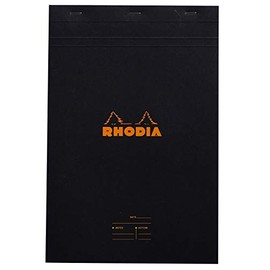 RHODIA 164009C - Stapled Notepad Meeting N°16 Black - A5 - Pre-Printed Date/Notes/Action - 80 Detachable Sheets - White Clairefontaine Paper 80 g/m²