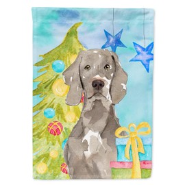 Caroline's Treasures CK1859CHF Christmas Tree Weimaraner House Flag Large Porch Sleeve Pole Decorative Outside Yard Banner Artwork Wall Hanging, Polyester, House Size, Multicolor