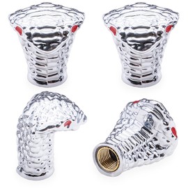 MEAJOO 4PCS Cobra Style Tire Valve Stem Caps, Snakehead Shape, Universal Copper Core Dustproof Tire Valve Stem Covers for Cars, SUV, Trucks, Bikes, Motorcycles, Bicycles(Silver)