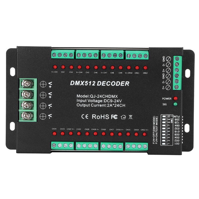 24 Channel DMX512 Decoding Controller LED Color RGB Strip Lights