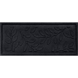 Bungalow Flooring Waterhog Indoor/Outdoor Boot Tray, 15 by 36 inches, Made in USA, Skid Resistant, Easy to Clean, Catches Water and Debris, Brittney Leaf Pattern, Charcoal