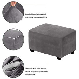 Meigeh Stool Cover Rectangular Stool Covers Cover for Stool Square Ottoman Stool Cover Ottoman Protective Cover Grey