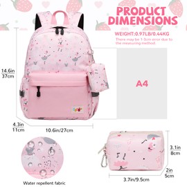 mygreen Backpack for Kids Girls Preschool Backpack Kindergarten BookBag School Backpack with Chest Strap Dancing Girl Pink