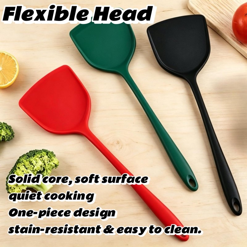 Silicone Spatula, Solid & Slotted Turner High Heat Resistant, BPA-Free,