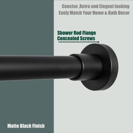 Artiwell Heavy Duty Shower Rod, Adjustable Shower Curtain Rod, Expandable Shower Rod, 47-84 Inch, Permanent Mount Shower Rod, Never Rust Stainless Steel Window Curtain and Closet Rod, Matte Black