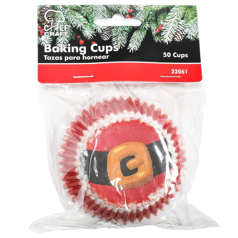 Chef Craft Paper Patterned Cupcake Liners, 50 Count, Red/White