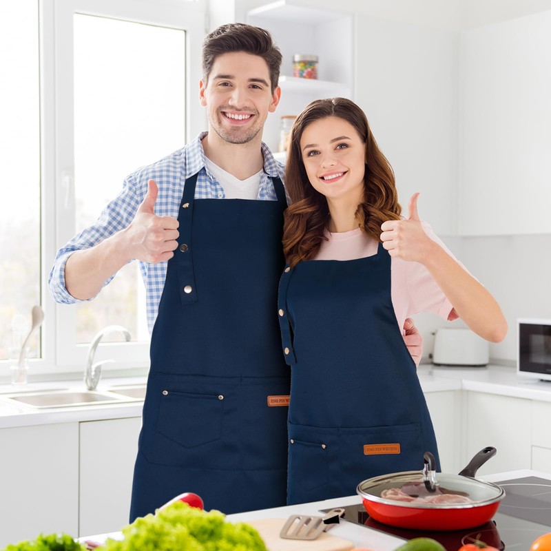 ViEinkaufen 2 Pack Kitchen Apron for Women - Adjustable Cooking